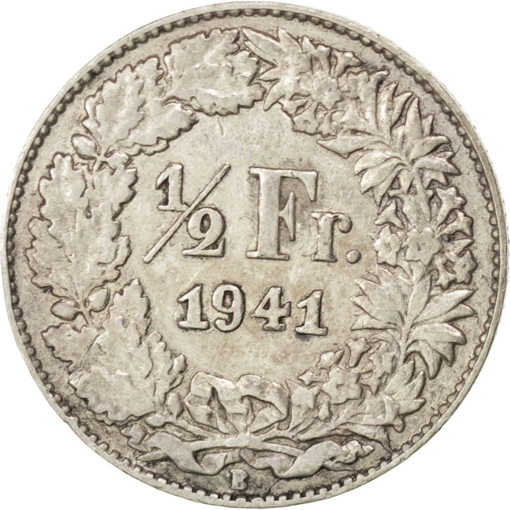 Moneta, Svizzera, 1/2 Franc, 1941, Bern, BB, Argento, KM:23