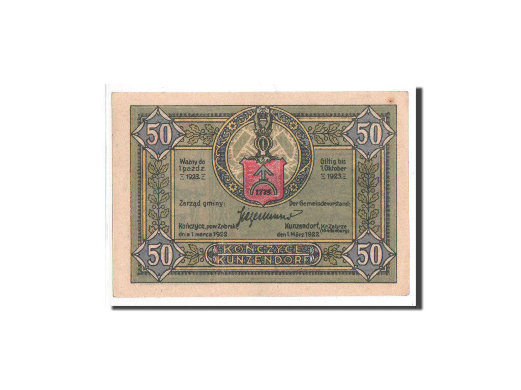 Banknote, Germany, Kunzendorf, 50 Pfennig, personnage, 1922, 1922-03-01