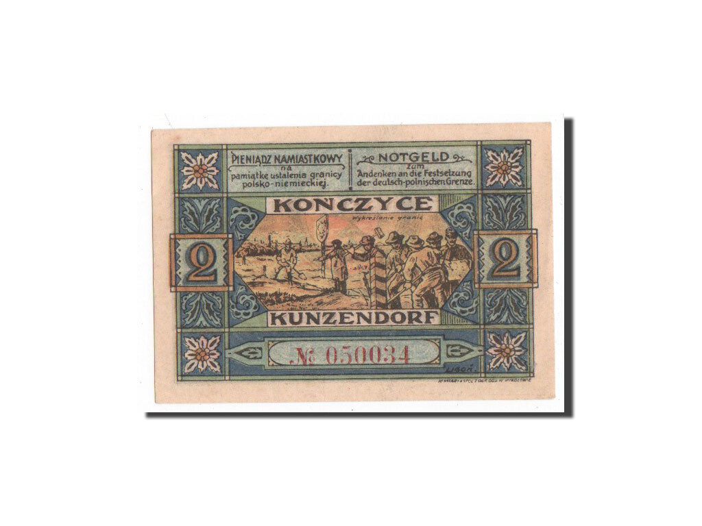 Banconote, Germania, Kunzendorf, 2 Mark, personnage, 1922, 1922-03-01, FDS