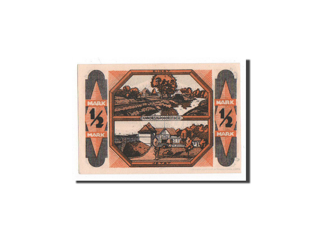 Banknote, Germany, Kandrzin, 1/2 Mark, paysage, 1921, 1921-06-06, UNC(65-70)