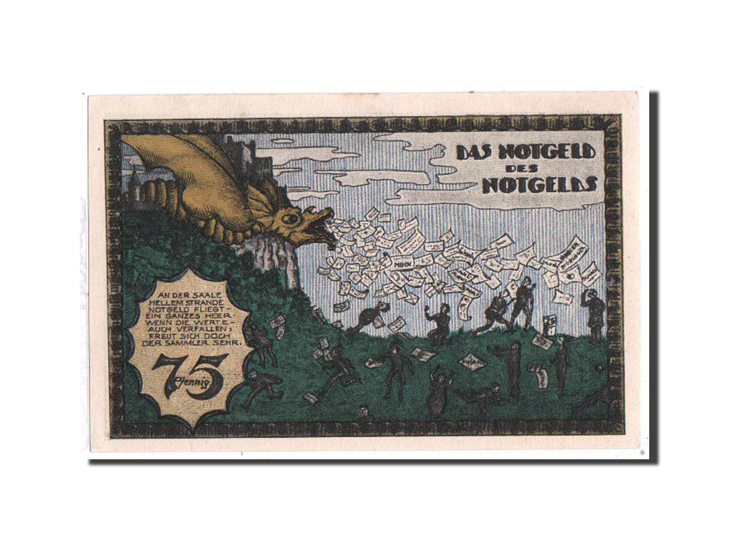 Banknote, Germany, Kahla, 75 Pfennig, dragon, 1921, Undated, UNC(65-70)