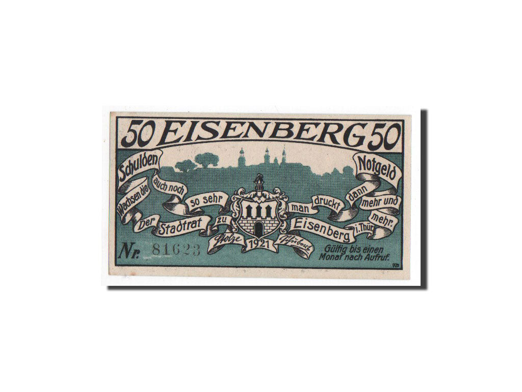 Germany, Eisenberg Stadt, 50 Pfennig, personnage, 1921, UNC(65-70), Mehl:322.3