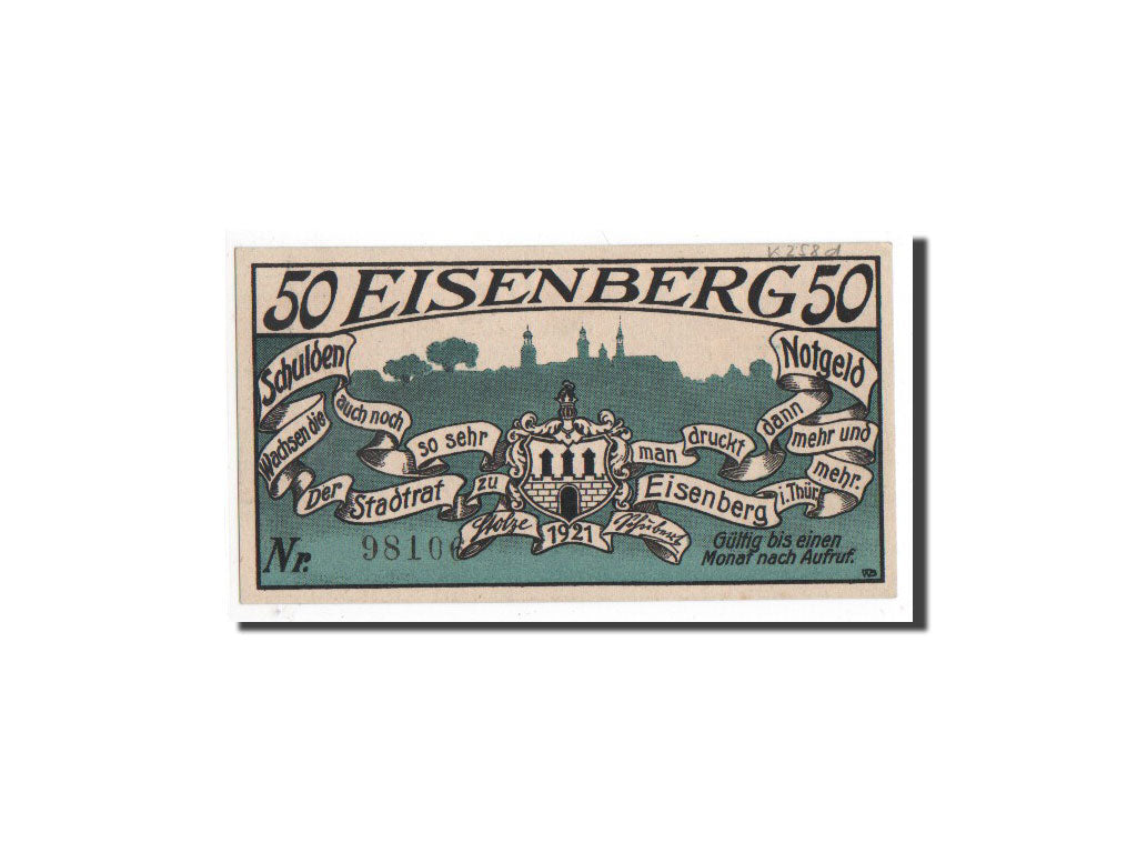 Banknote, Germany, Eisenberg Stadt, 50 Pfennig, personnage, 1921, Undated
