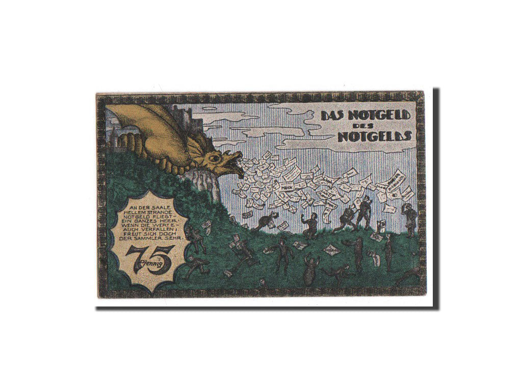 Banknote, Germany, Kahla, 75 Pfennig, dragon, 1921, 1921-11-03, UNC(65-70)