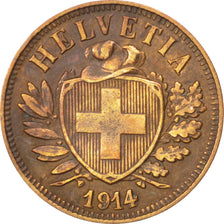 SWITZERLAND, 2 Rappen, 1914, Bern, KM #4.2, EF(40-45), Bronze, 20, 2.54