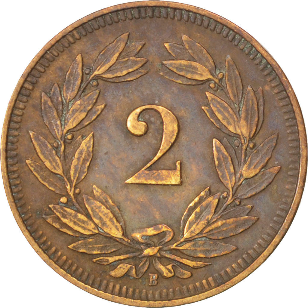 SWITZERLAND, 2 Rappen, 1914, Bern, KM #4.2, EF(40-45), Bronze, 20, 2.54