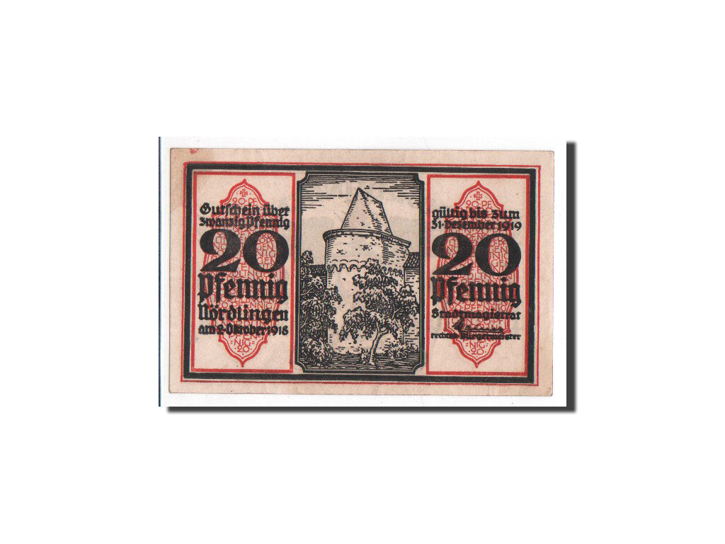 Allemagne, Nordlingen, 20 Pfennig, chateau, 1918, 1918-10-02, NEUF, Mehl:978.1