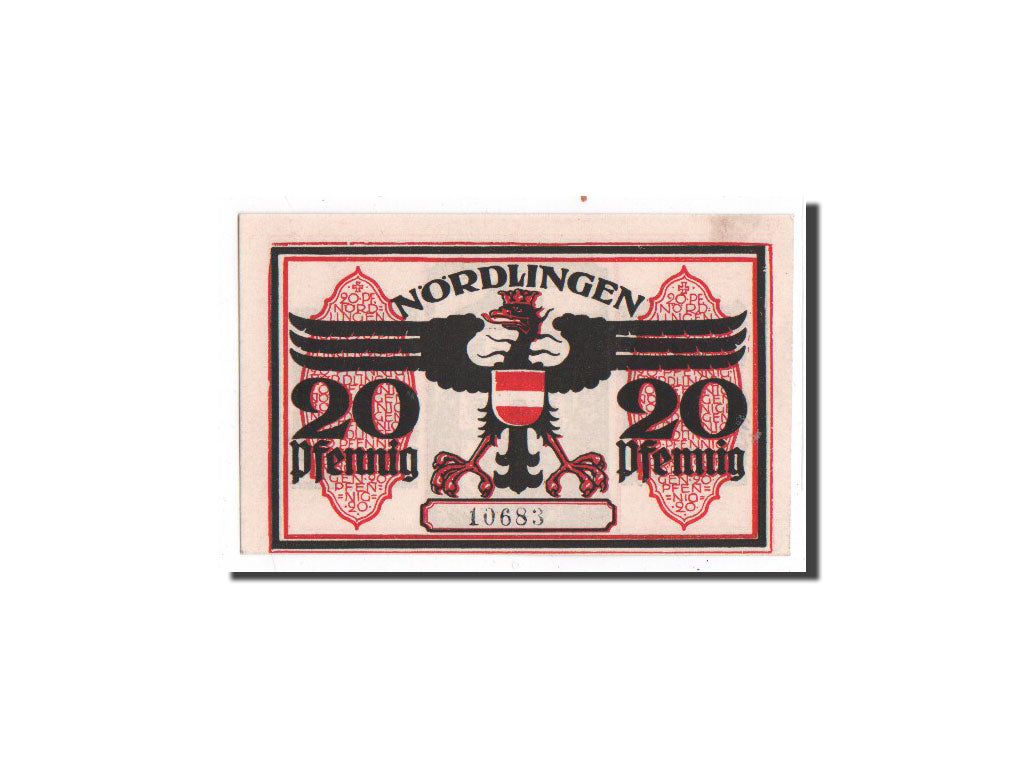 Germany, Nordlingen, 20 Pfennig, chateau 1, 1918-10-02, UNC(65-70), Mehl:978.1