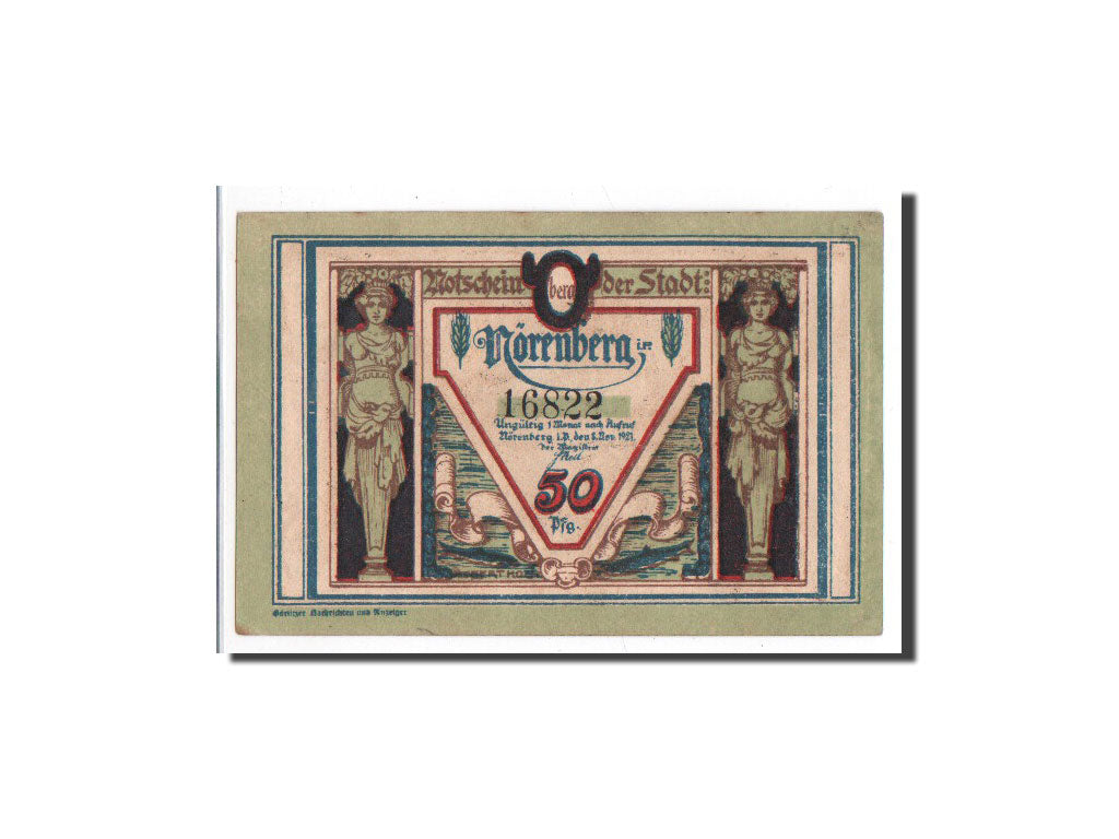 Billet, Allemagne, Norenberg, 50 Pfennig, personnage 4, 1921, 1921-11-08, NEUF