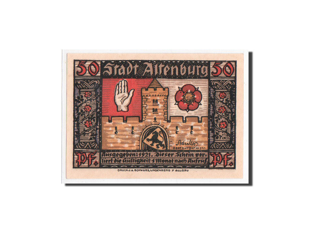 Billet, Allemagne, Altenburg Stadt, 50 Pfennig, personnage, 1921, Undated, NEUF