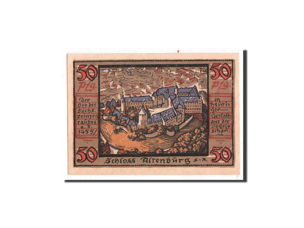 Banknote, Germany, Altenburg Stadt, 50 Pfennig, château, 1921, Undated