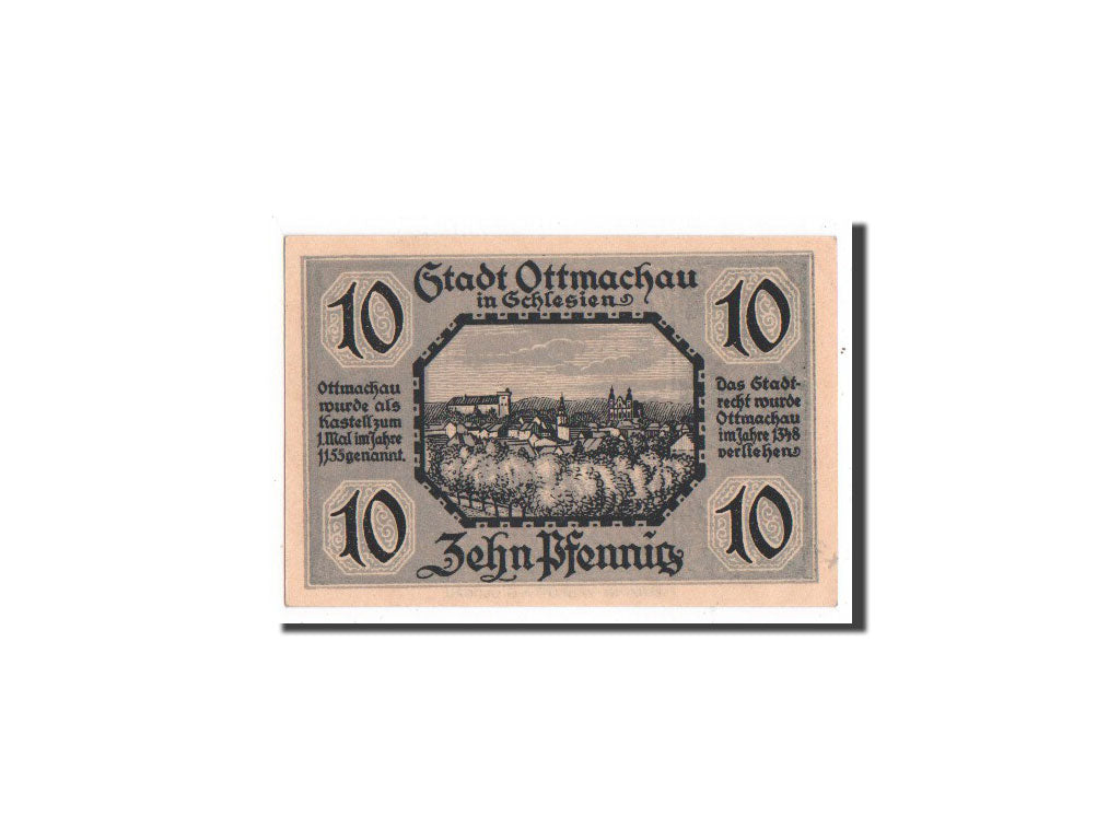 Biljet, Duitsland, Ottmachau, 10 Pfennig, paysage, 1921, 1921-01-02, NIEUW