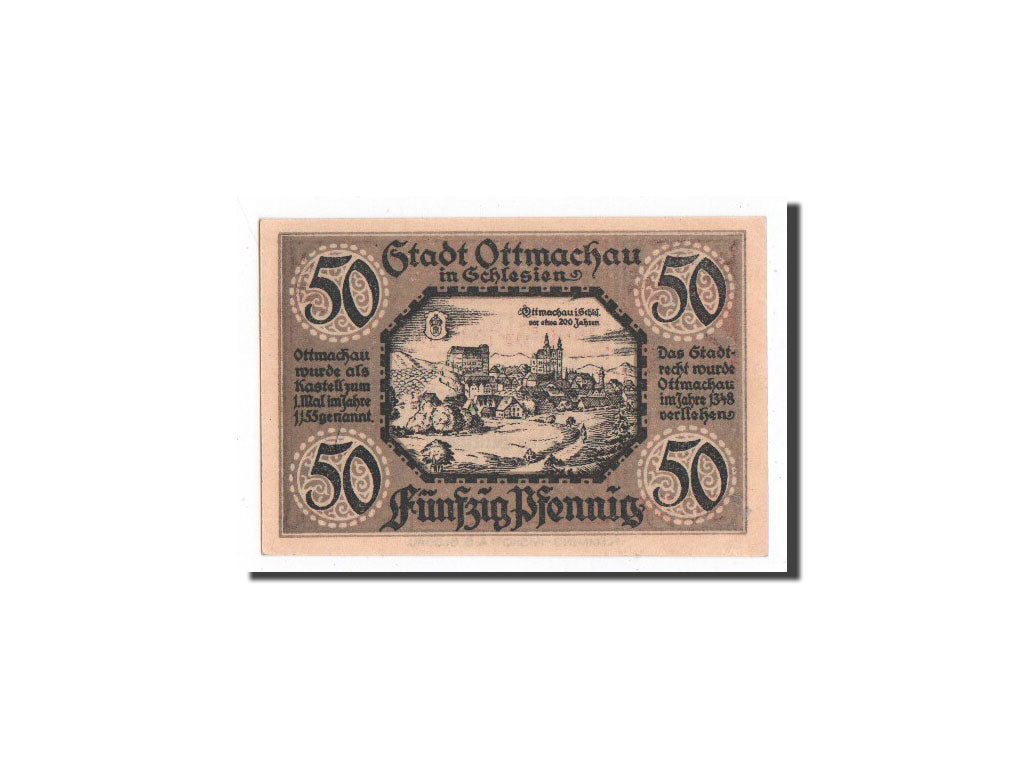 Banknote, Germany, Ottmachau, 50 Pfennig, paysage, 1921, 1921-01-02, UNC(65-70)