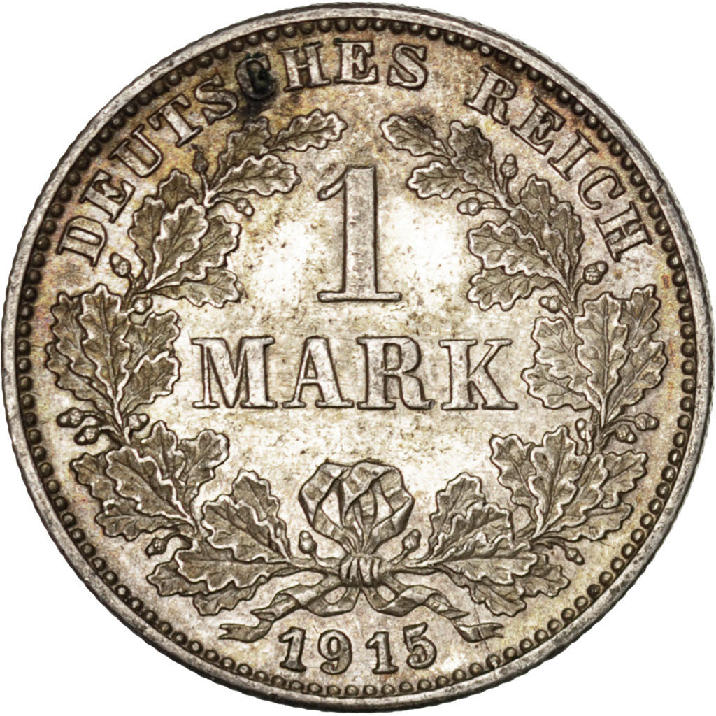 Coin, GERMANY - EMPIRE, Wilhelm II, Mark, 1915, Karlsruhe, AU(50-53), Silver