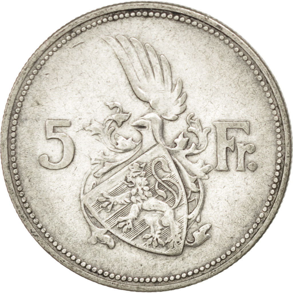 Lussemburgo, Charlotte, 5 Francs, 1929, BB, Argento, KM:38