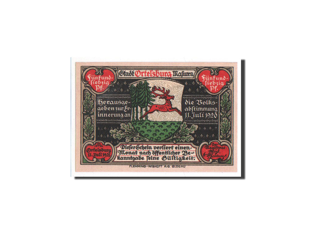 Banknote, Germany, Ortelsburg, 75 Pfennig, paysage, 1921, 1921-07-11