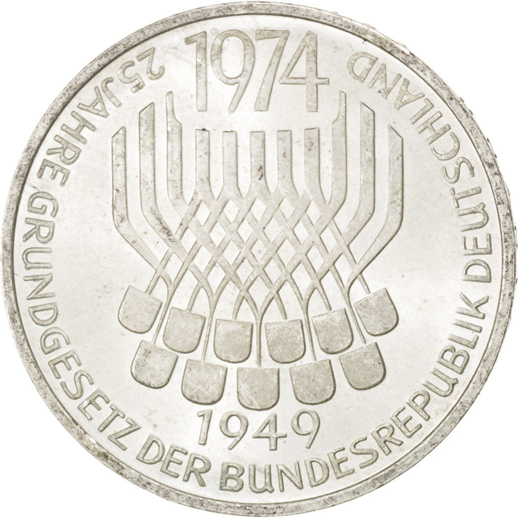 Allemagne, République Fédérale, 5 Mark, 1974 F, Stuttgart, KM 138