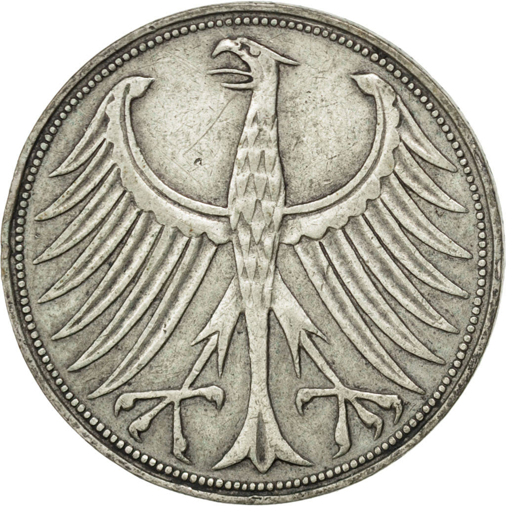 Coin, GERMANY - FEDERAL REPUBLIC, 5 Mark, 1951, Munich, AU(50-53), Silver