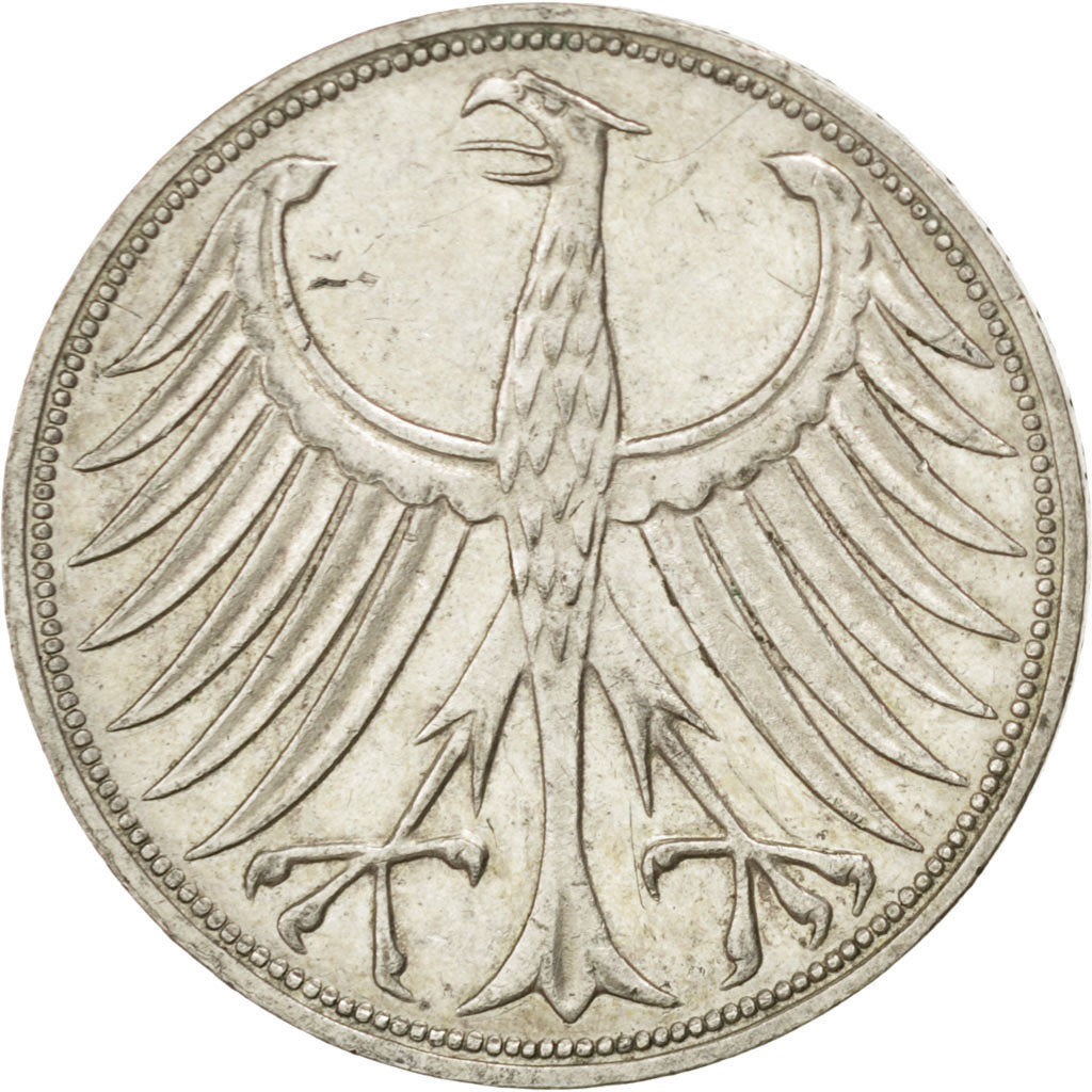 Coin, GERMANY - FEDERAL REPUBLIC, 5 Mark, 1966, Karlsruhe, AU(50-53), Silver