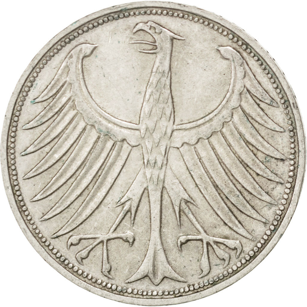 Moneta, GERMANIA - REPUBBLICA FEDERALE, 5 Mark, 1966, Stuttgart, BB+, Argento