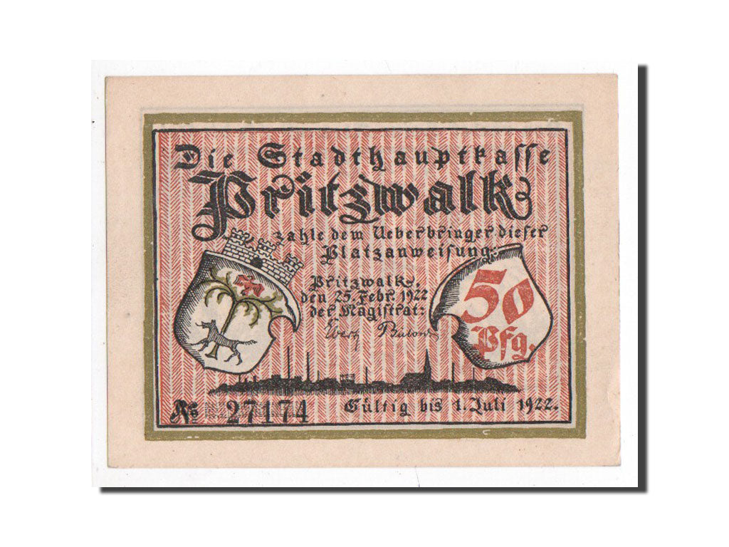 Banknote, Germany, Pritzwalk, 50 Pfennig, personnage, 1922, 1922-02-25