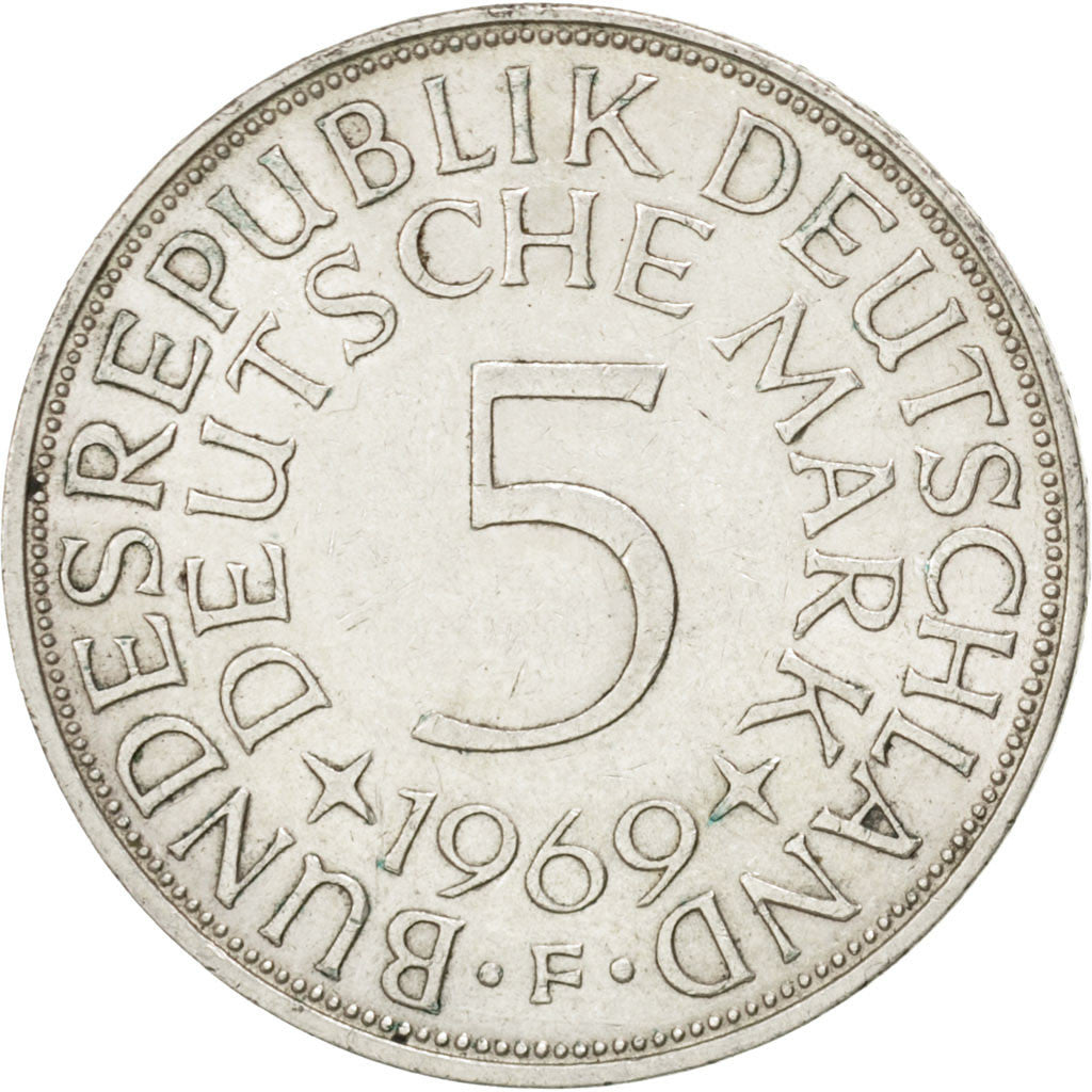 Monnaie, République fédérale allemande, 5 Mark, 1969, Stuttgart, SUP, Argent