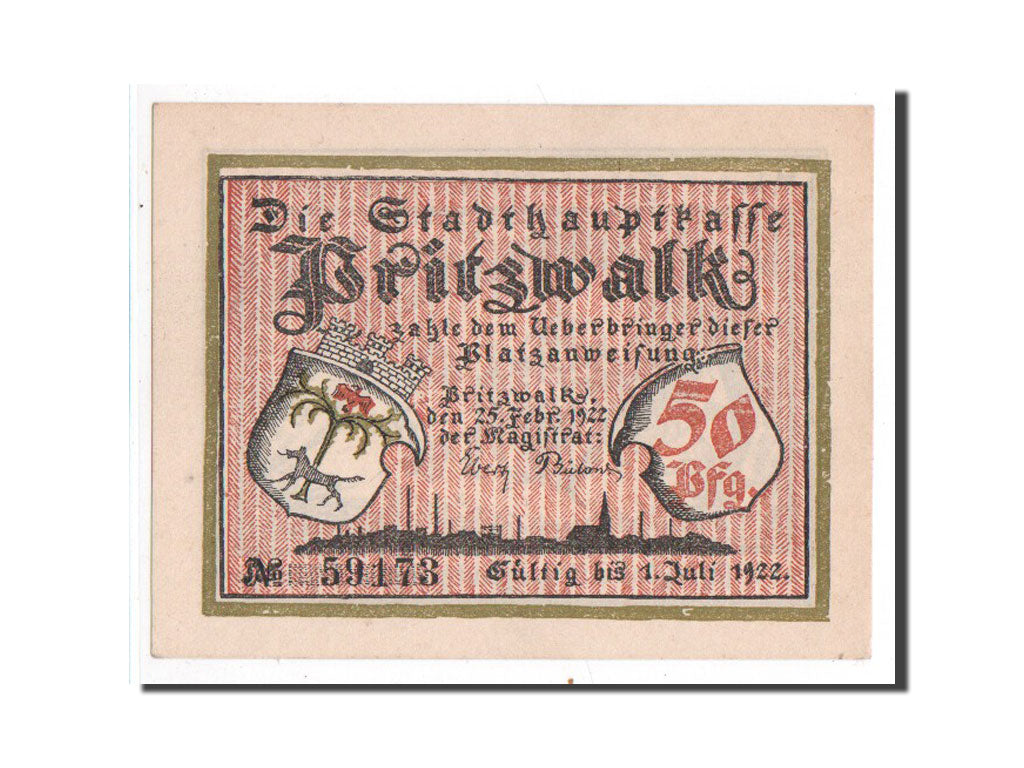 Banknote, Germany, Pritzwalk, 50 Pfennig, personnage 1, 1922, 1922-02-25