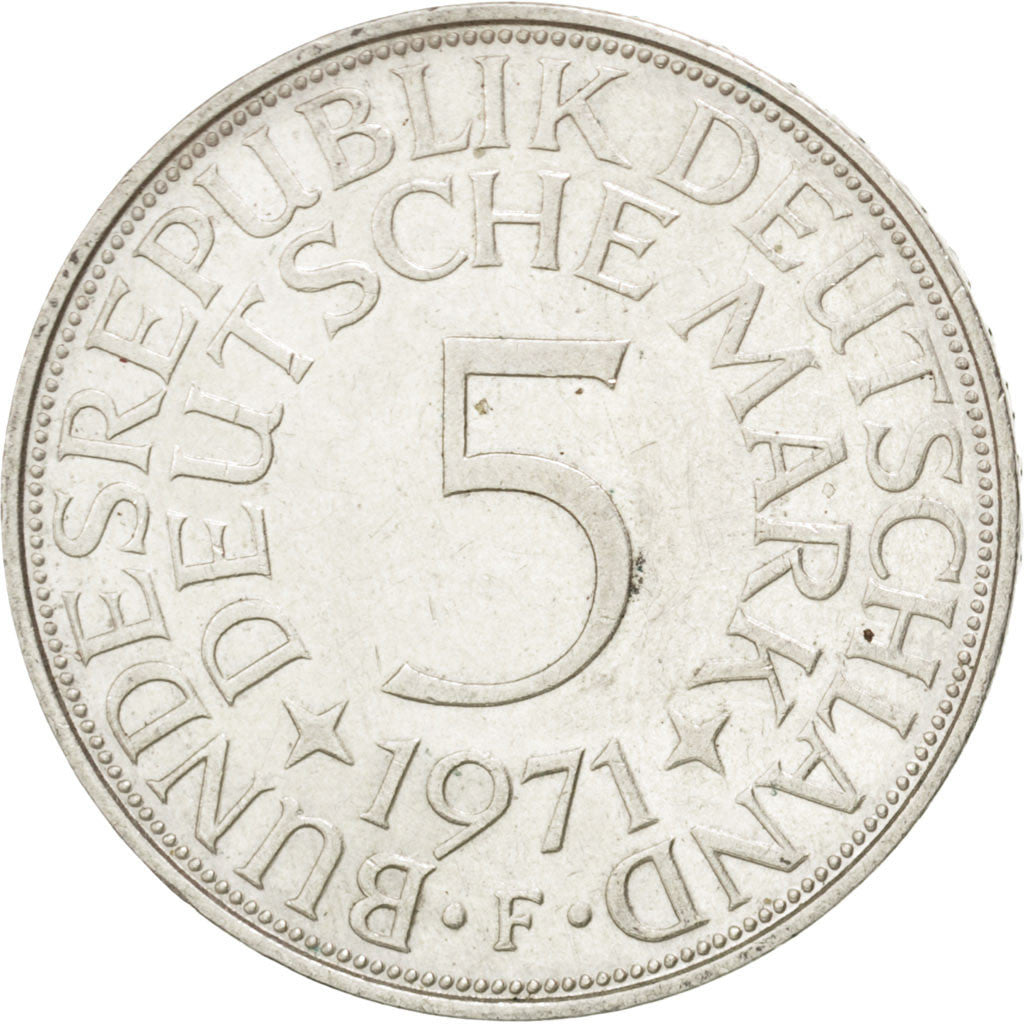 Münze, Bundesrepublik Deutschland, 5 Mark, 1971, Stuttgart, VZ+, Silber