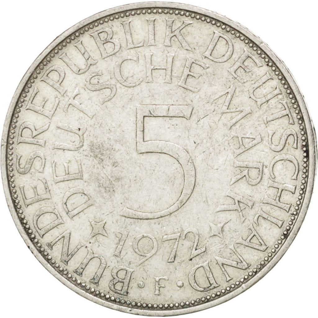 Moneta, GERMANIA - REPUBBLICA FEDERALE, 5 Mark, 1972, Stuttgart, BB, Argento