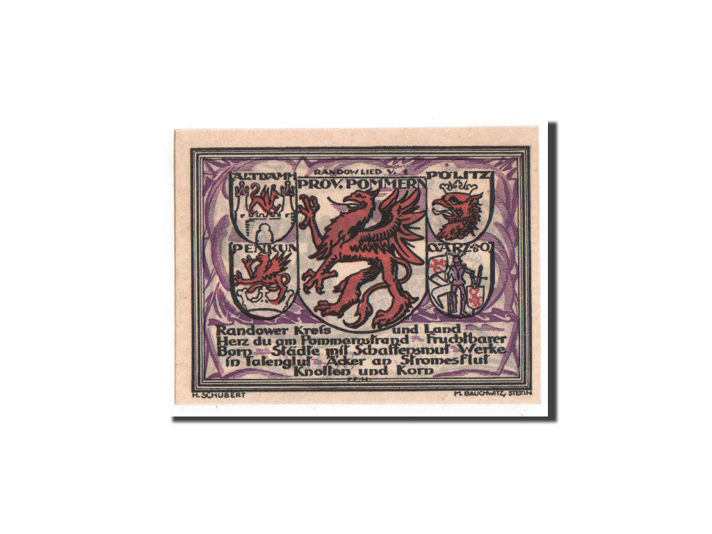Banknote, Germany, Randow, 25 Pfennig, Ecusson, 1921, 1921-09-01, UNC(65-70)