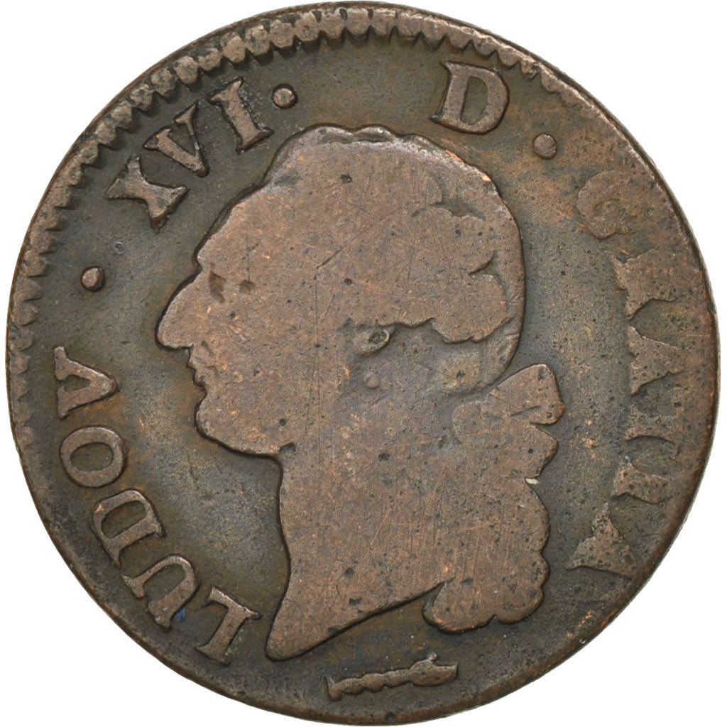 FRANCE, Sol de Béarn, Sol, 1779, Pau, KM #579, F(12-15), Copper, Gadoury #350a, 