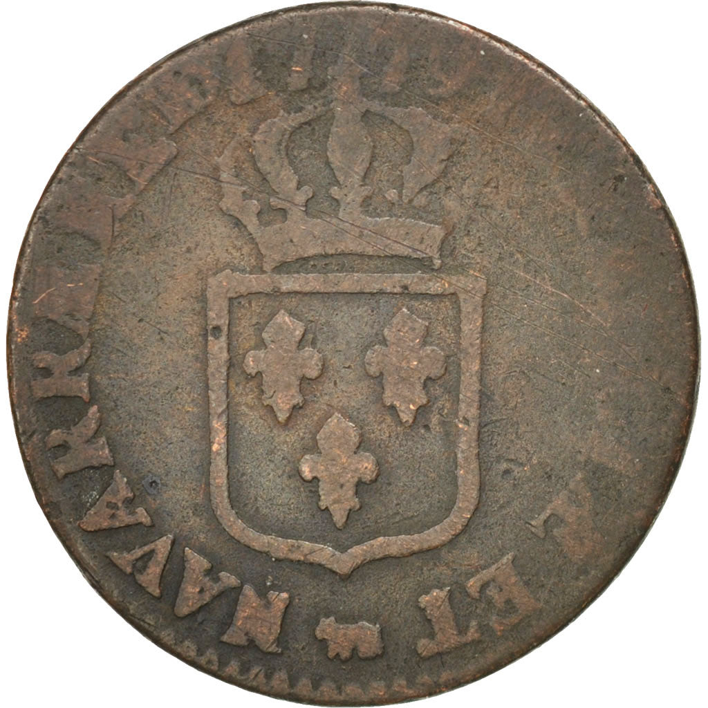 FRANCE, Sol de Béarn, Sol, 1779, Pau, KM #579, F(12-15), Copper, Gadoury #350a, 