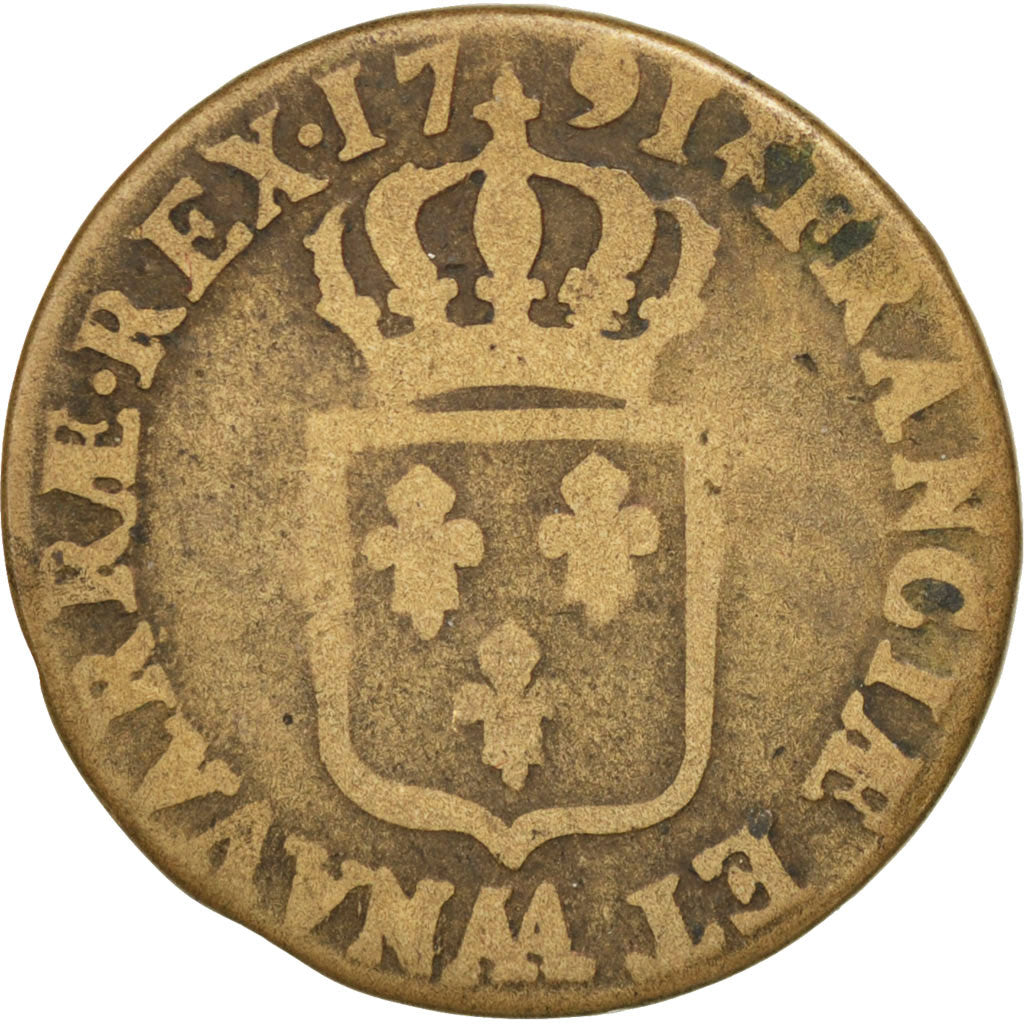 FRANCE, Sol, 1791, Metz, KM #602.1, F(12-15), Copper, Gadoury #350, 11.97