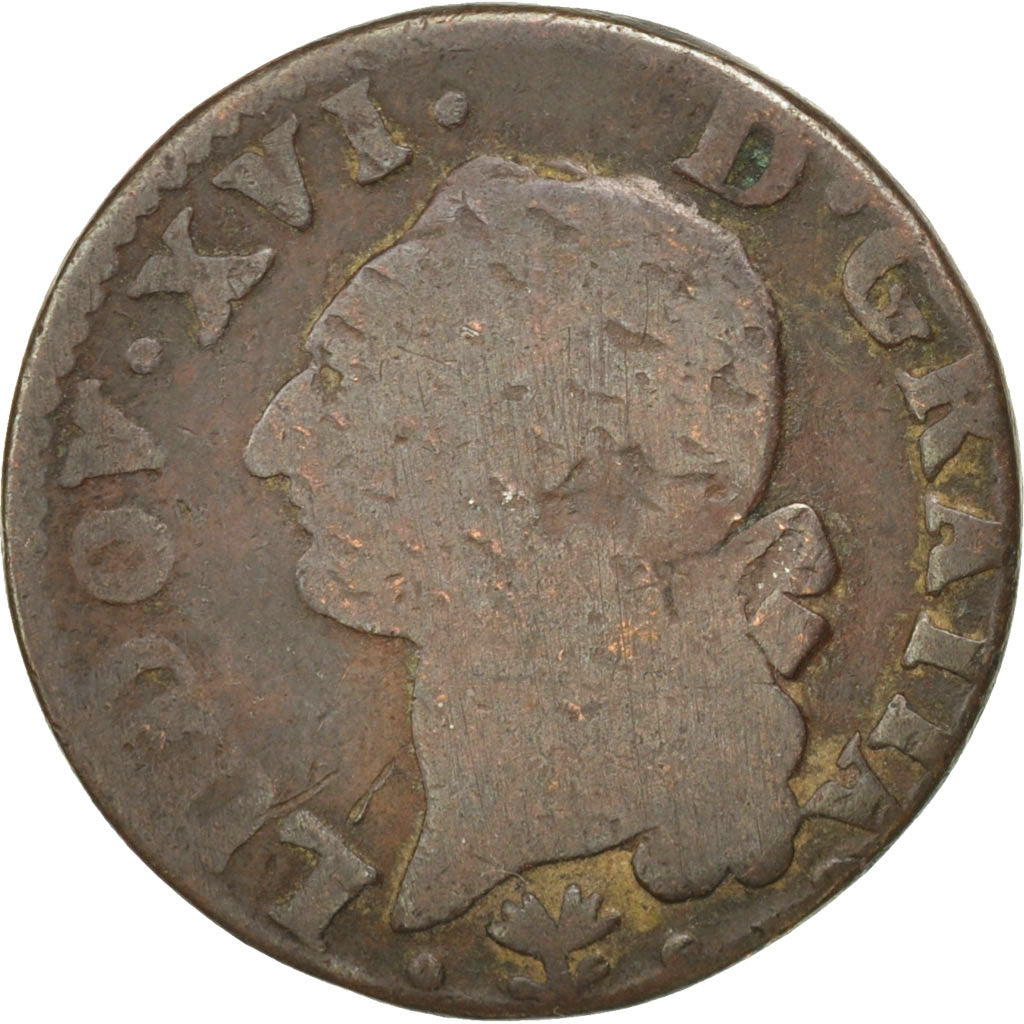 FRANCE, Sol ou sou, Sol, 1784, Bayonne, KM #578.9, VG(8-10), Copper, Gadoury...