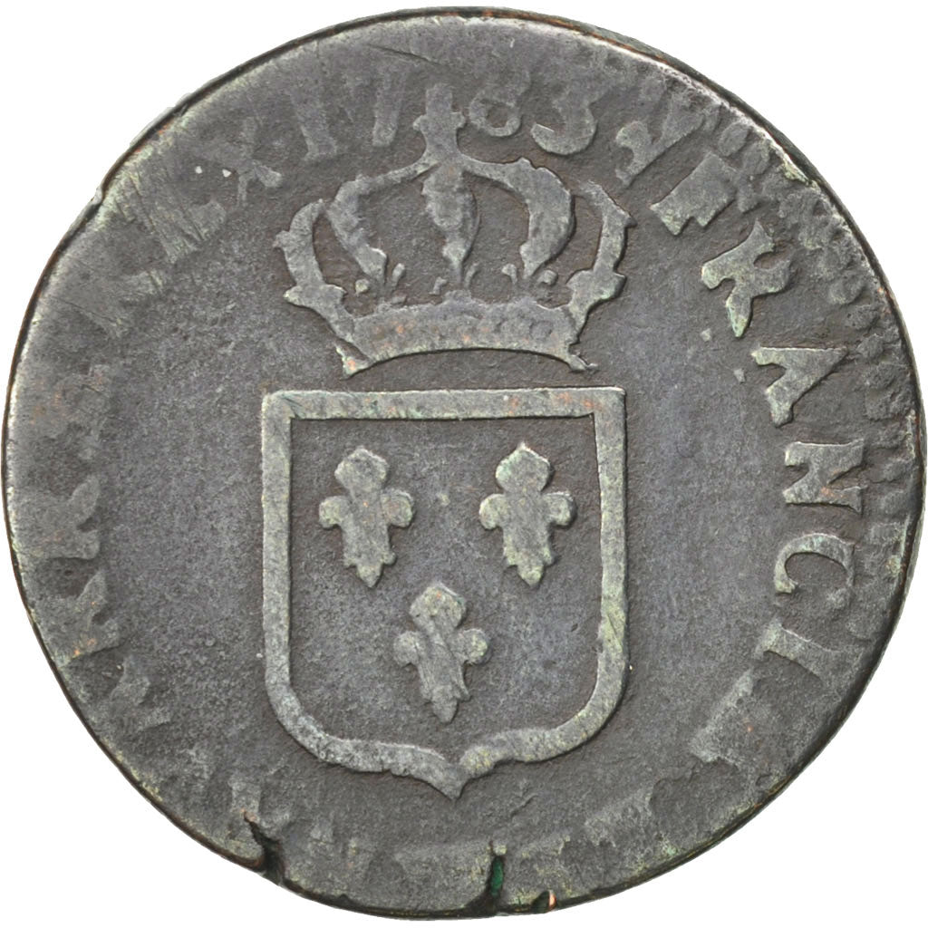 FRANCE, Sol ou sou, Sol, 1783, Lille, KM #578.16, VG(8-10), Copper, Gadoury...