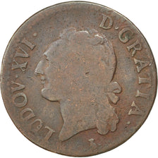 Louis XVI, 1/2 Sol à l'écu, 1788 T, Nantes, Gadoury 349