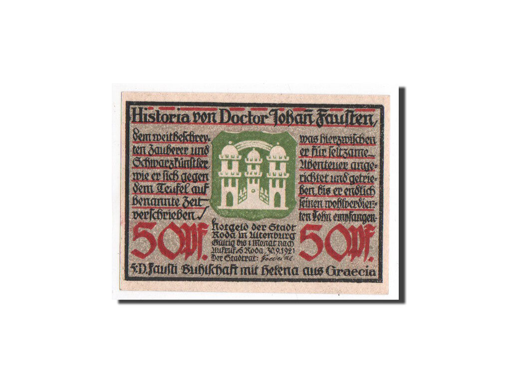 Germany, Roda, 50 Pfennig, personnage 1, 1921-09-30, UNC(65-70), Mehl:1127.1