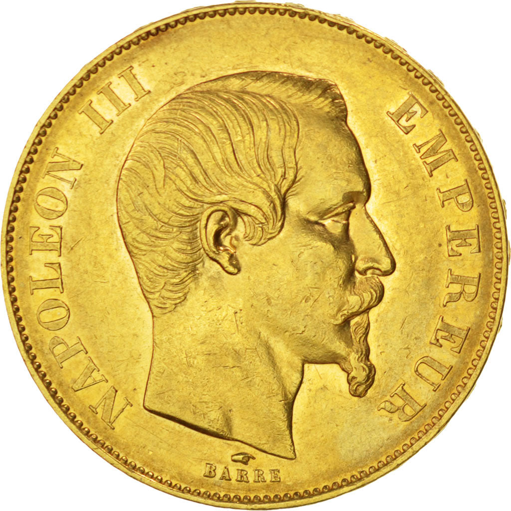 FRANCE, Napoléon III, 50 Francs, 1856, Paris, KM #785.1, AU(50-53), Gold, Gadour