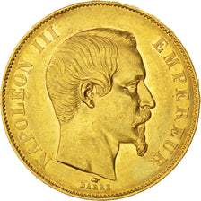 FRANCE, Napoléon III, 50 Francs, 1856, Paris, KM #785.1, AU(50-53), Gold, Gadour