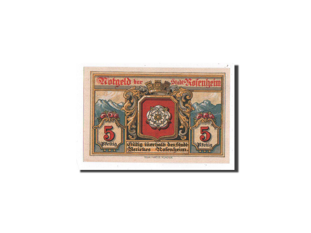 Banknote, Germany, Rosenheim, 5 Pfennig, Ecusson, 1921, 1921-02-16, UNC(65-70)