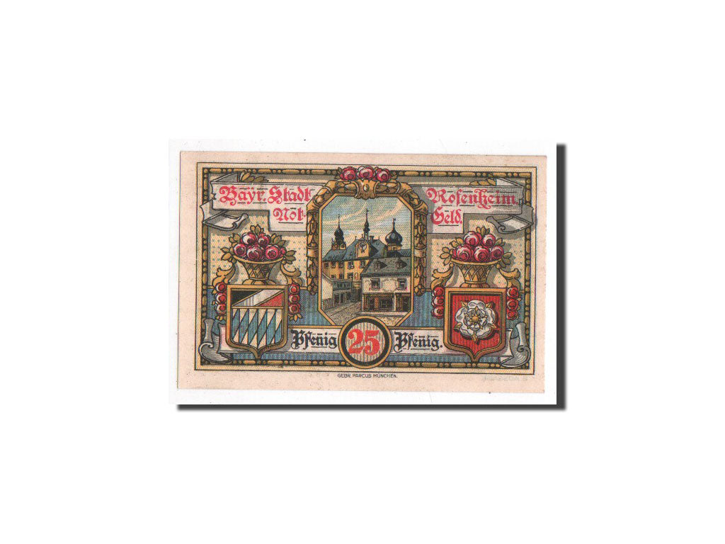 Banknote, Germany, Rosenheim, 25 Pfennig, Ecusson, 1921, 1921-02-16, UNC(65-70)