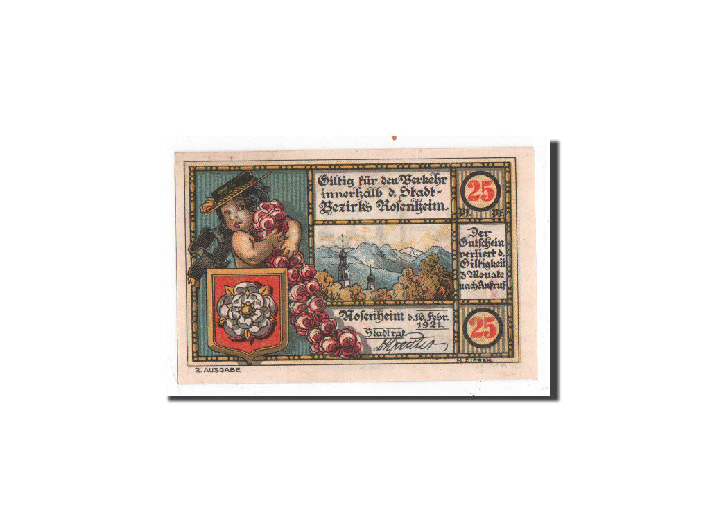 Banknote, Germany, Rosenheim, 25 Pfennig, Ecusson, 1921, 1921-02-16, UNC(65-70)