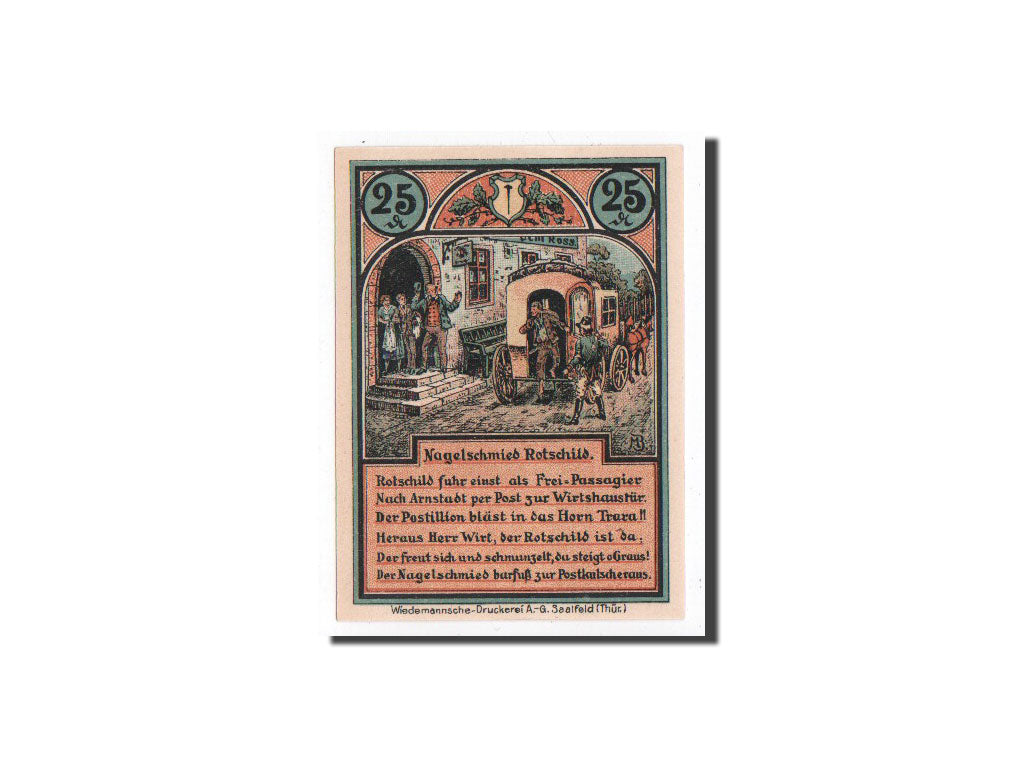 Banknote, Germany, Roda, 25 Pfennig, personnage, 1921, 1921-10-10, UNC(65-70)