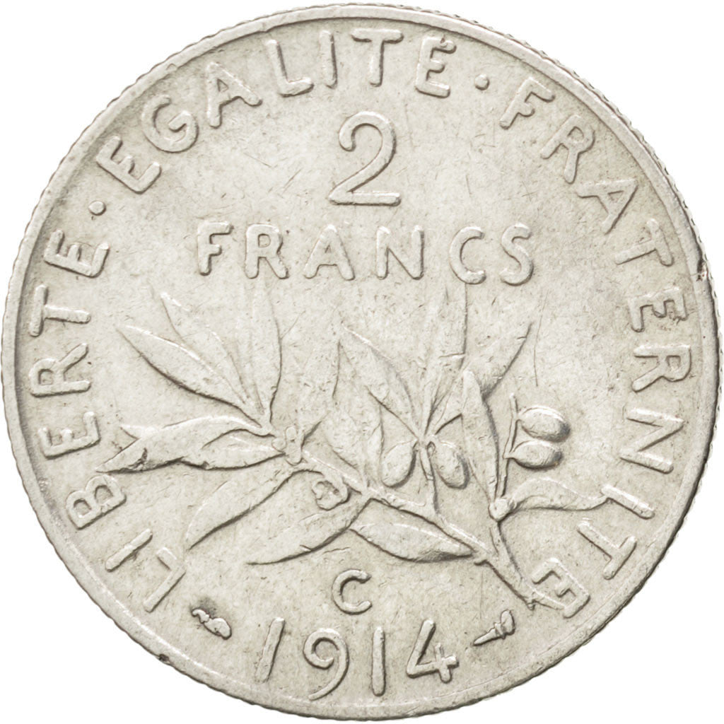 Francia, Semeuse, 2 Francs, 1914, Castelsarrasin, MB+, Argento, KM:845.2, Gad...
