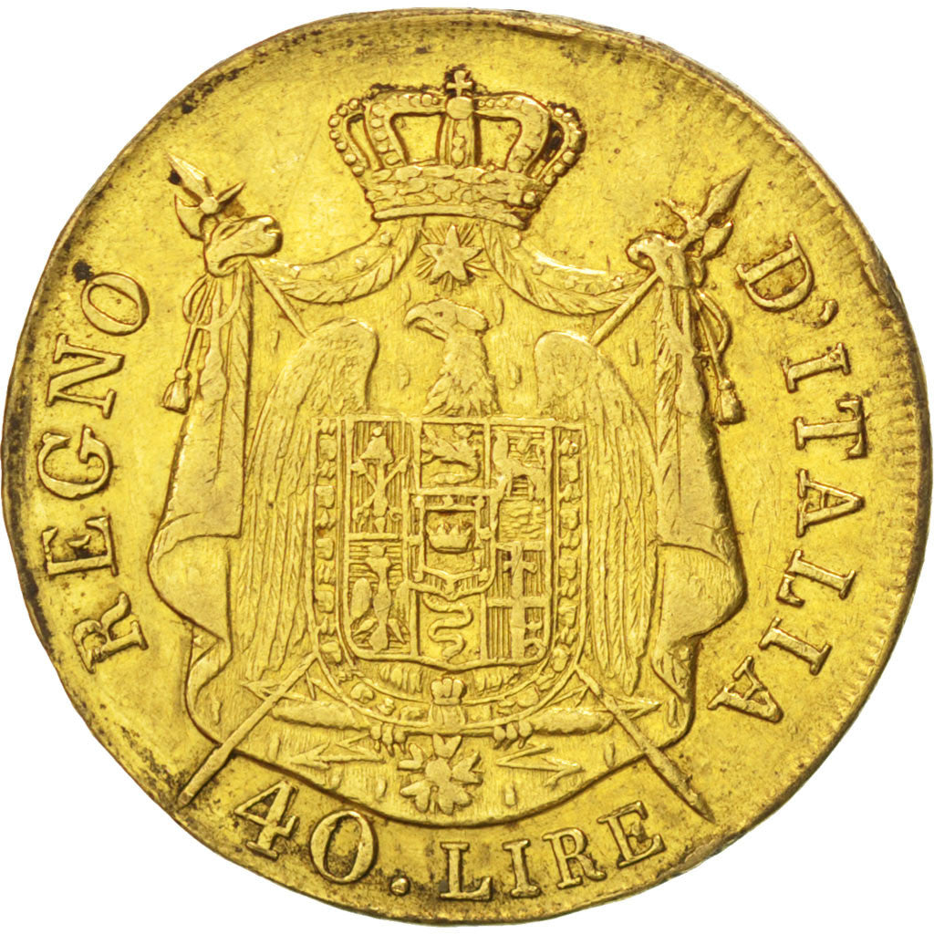 Italie, Royaume de Napoléon, 40 Lire, 1808 M, Milan, KM 12