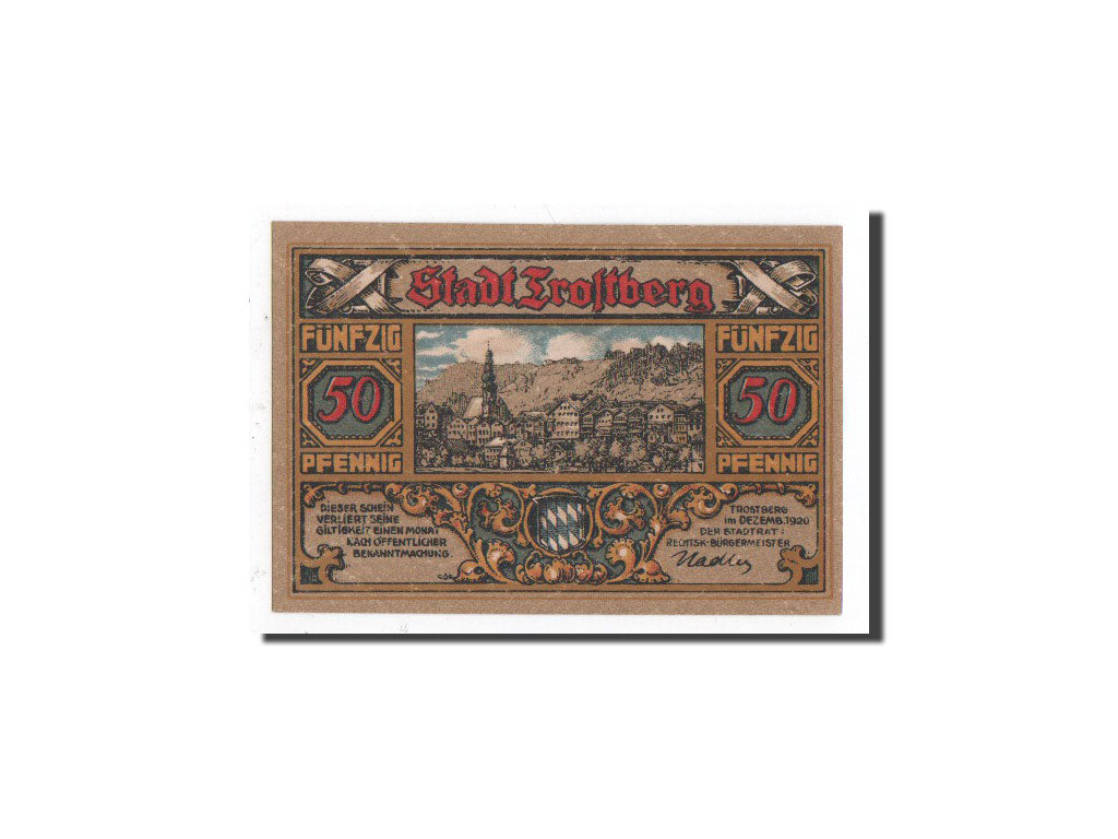 Germany, Trostberg, 50 Pfennig, chateau 1, 1920, UNC(65-70), Mehl:1348.1