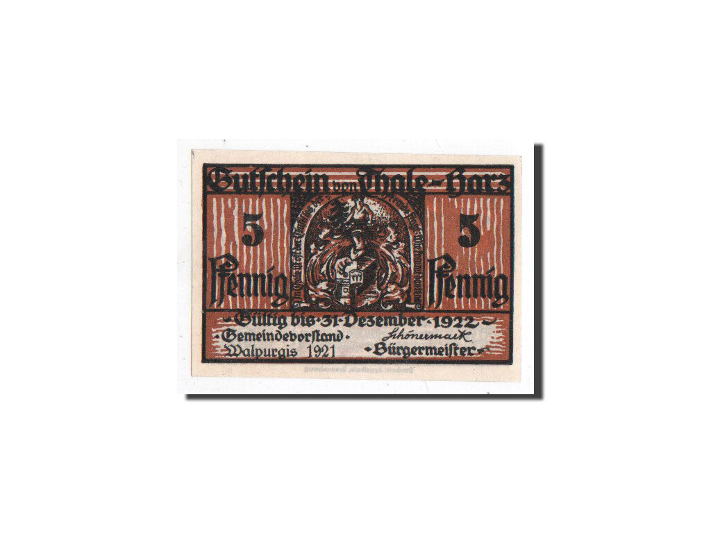 Banknote, Germany, Thale a.Harz Stadt, 5 Pfennig, Maison, 1922, 1922-12-31