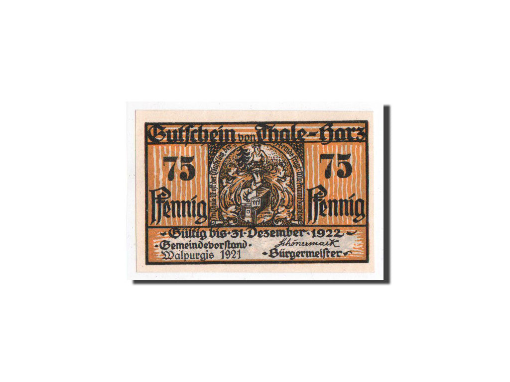 Banknote, Germany, Thale a.Harz Stadt, 75 Pfennig, chasseur, 1922, 1922-12-31