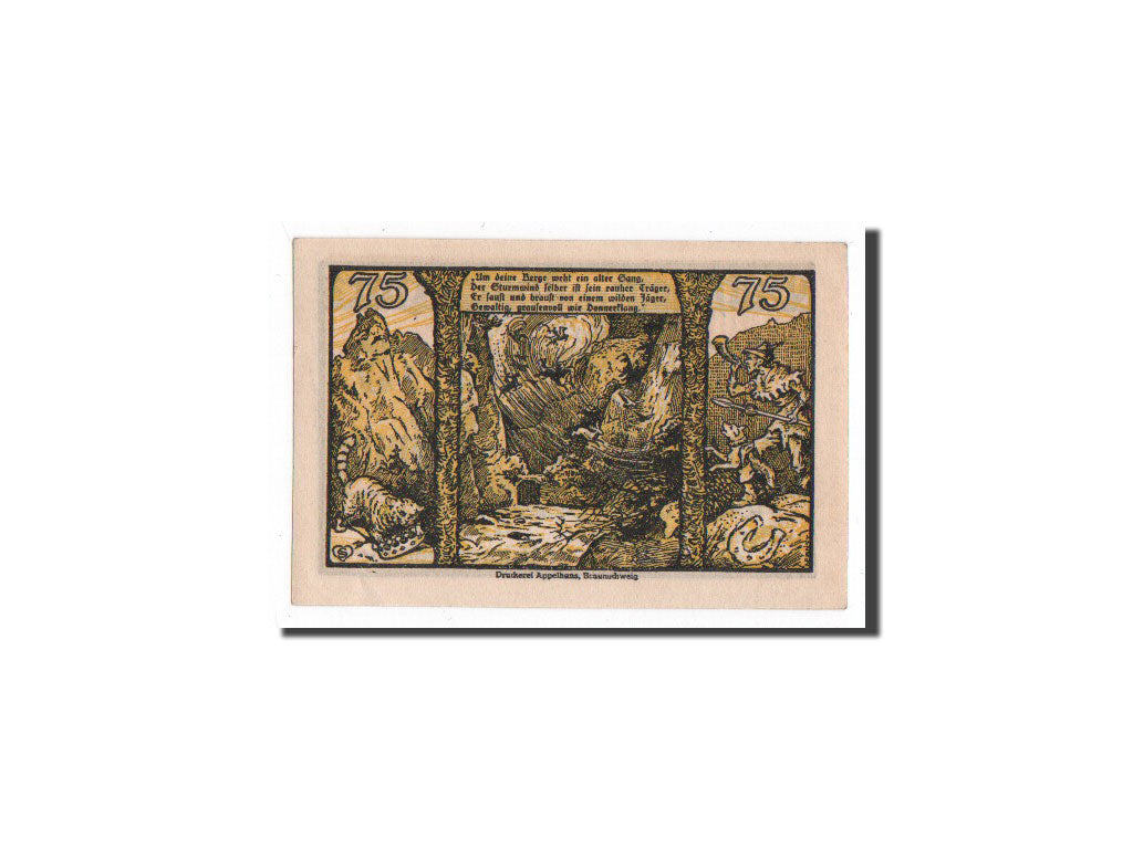 Banknote, Germany, Thale a.Harz Stadt, 75 Pfennig, chasseur, 1921, Undated