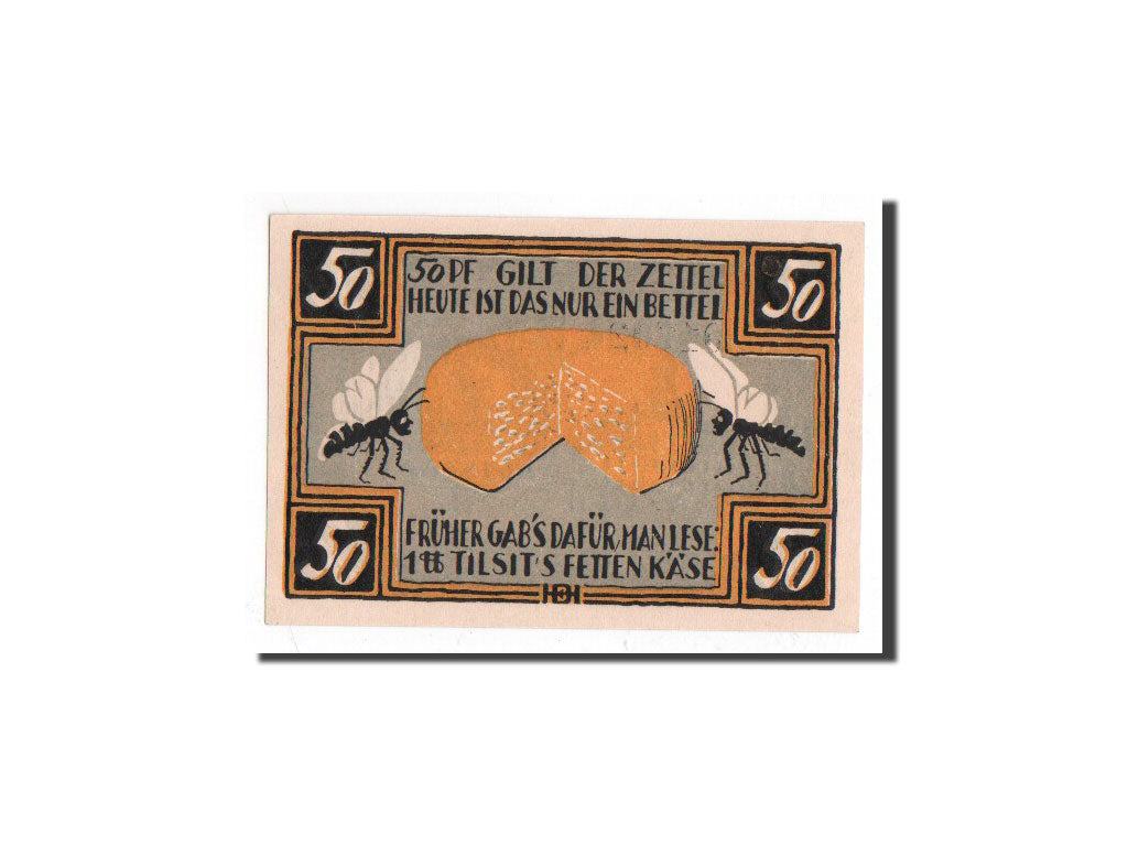 Banknote, Germany, Tilsit, 50 Pfennig, fromage, 1921, Undated, UNC(65-70)